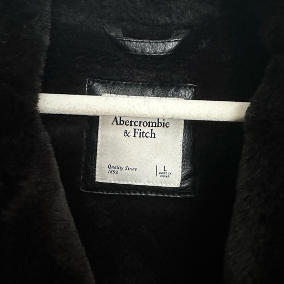 Abercrombie Leather Moto Biker Jacket; Fur Inside - Picture 2 of 3
